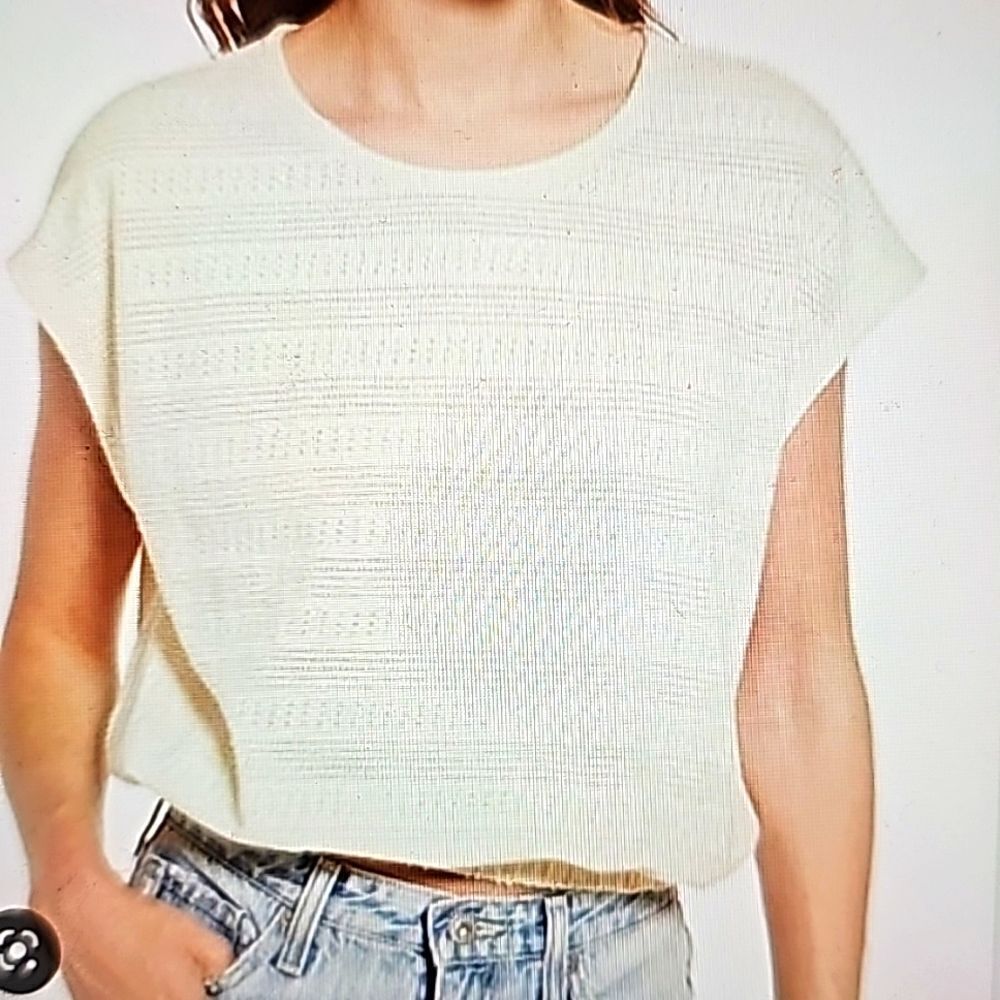 Madewell pointelle knit top medium vintage parchment
